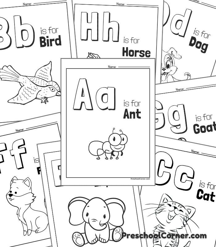 Preschool Alphabet Animal Coloring Printables